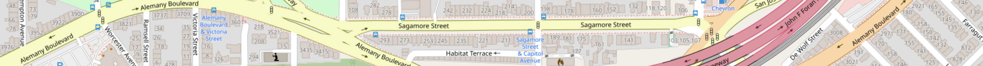 Streets around Interstate 280 in southern San Francisco